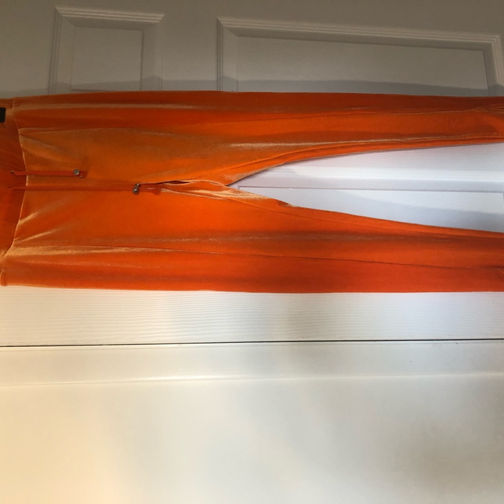 Orange Velvet Jogger with Slit Legs